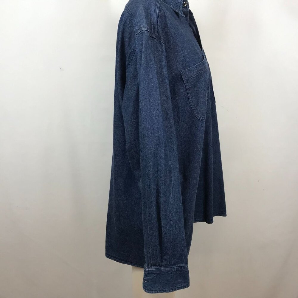 ESPRIT - WOMEN'S LARGE - BLUE DENIM LONG SLEEVE TOP CHORE SHIRT VINTAGE Y2K - Picture 4 of 8